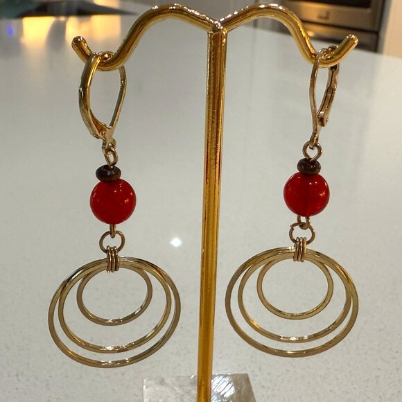 Lever Back Bead and Hoop Earrings - Picture 1 of 4
